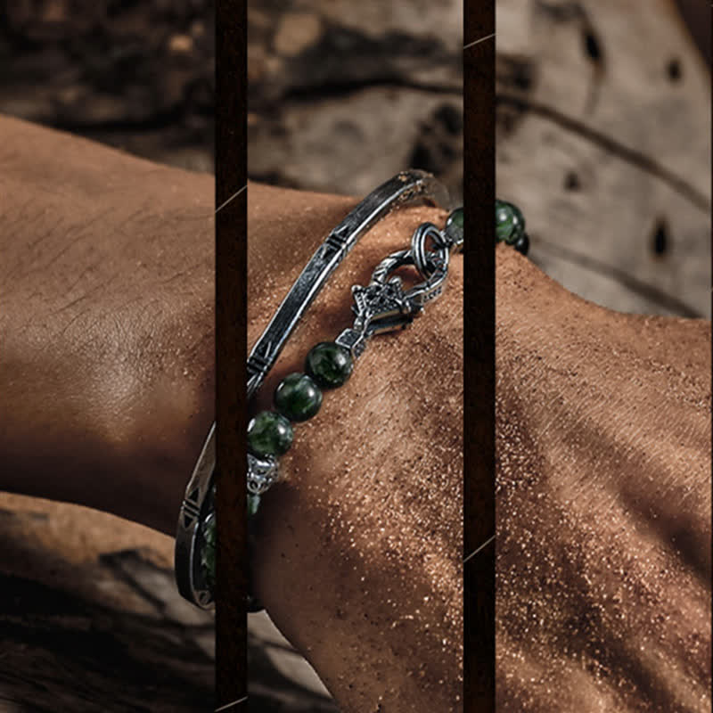 Braccialetto di perline di serafinite naturale "Quiet" Olivenorma 