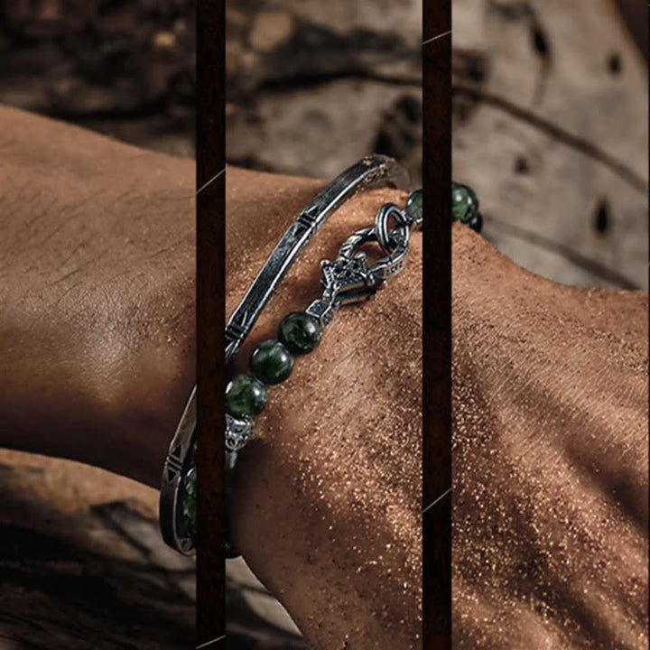 Braccialetto di perline di serafinite naturale "Quiet" Olivenorma 