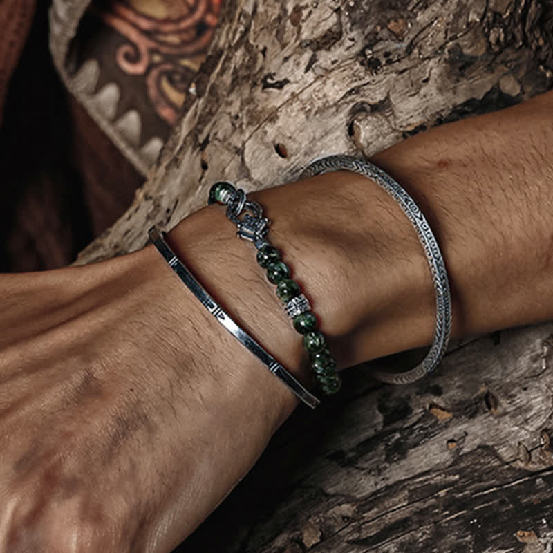 Braccialetto di perline di serafinite naturale "Quiet" Olivenorma 