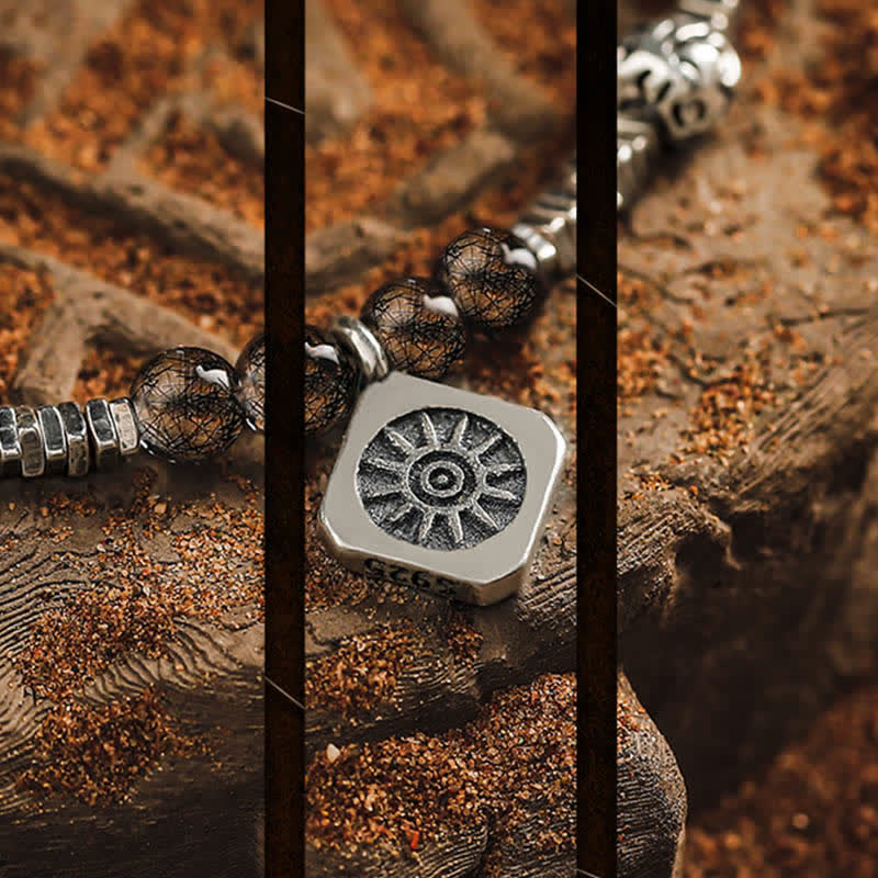 Bracciale Olivenorma in quarzo nero rutilato con perline di occhio di tigre 