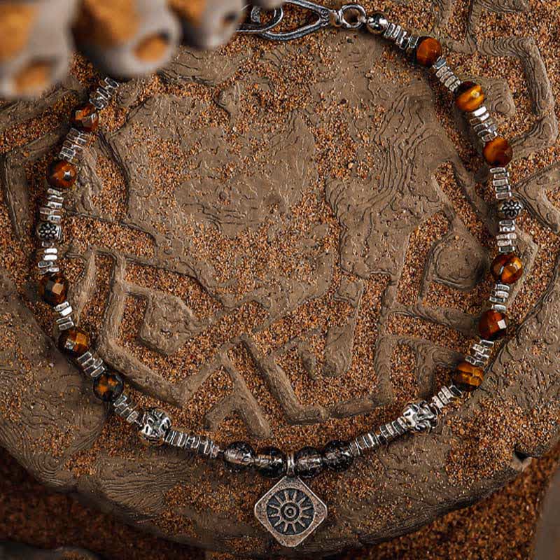 Bracciale Olivenorma in quarzo nero rutilato con perline di occhio di tigre - image 5