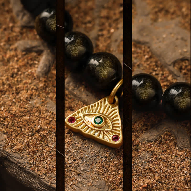 Bracciale Olivenorma "Evil Eye" in ossidiana dorata naturale - image 6