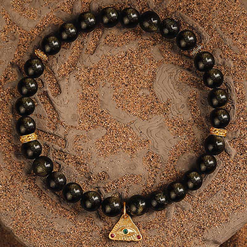 Bracciale Olivenorma "Evil Eye" in ossidiana dorata naturale - image 4