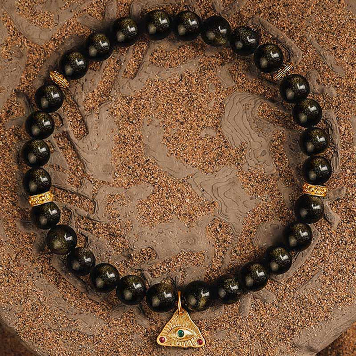 Bracciale Olivenorma "Evil Eye" in ossidiana dorata naturale - image 4