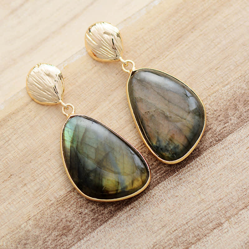 Orecchini pendenti in conchiglia di labradorite naturale Olivenorma