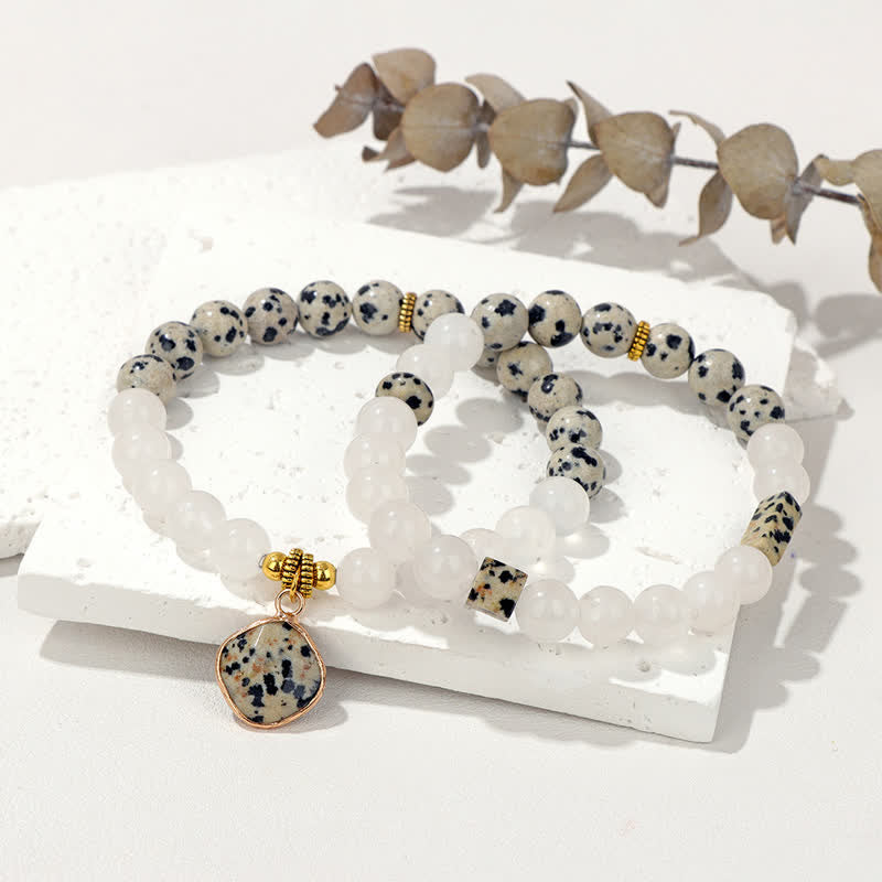 Olivenorma Bracciale con perline di cristallo trasparente in pietra naturale 