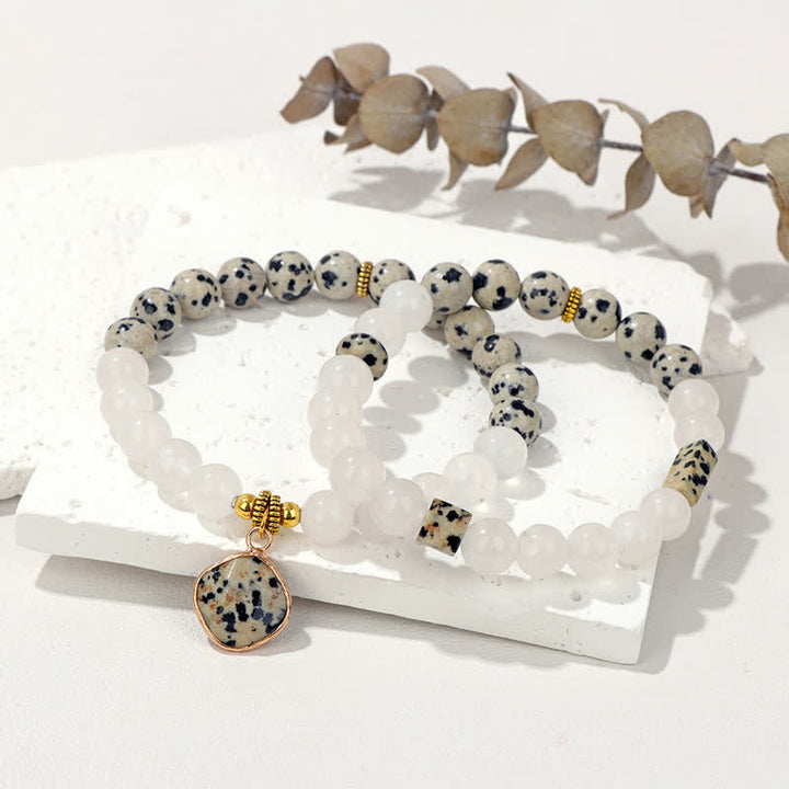 Olivenorma Bracciale con perline di cristallo trasparente in pietra naturale 