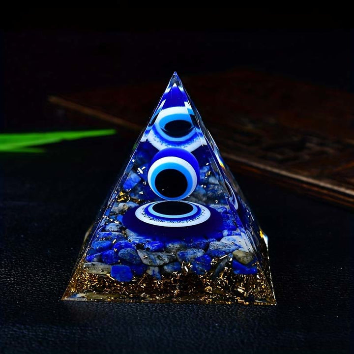 Piramide di orgone del malocchio Olivenorma lapislazzuli 