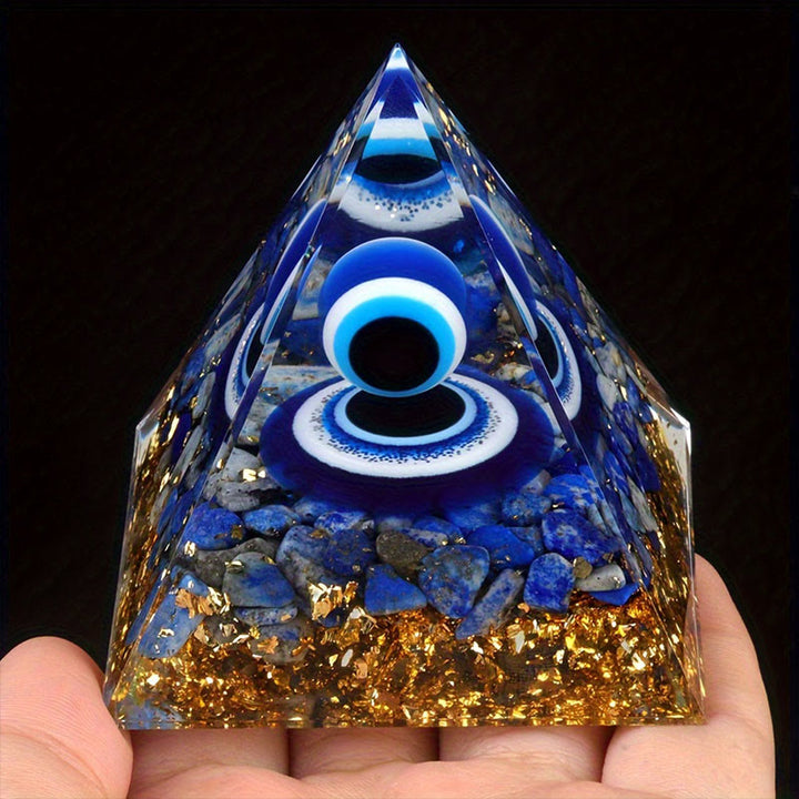 Piramide di orgone del malocchio Olivenorma lapislazzuli 