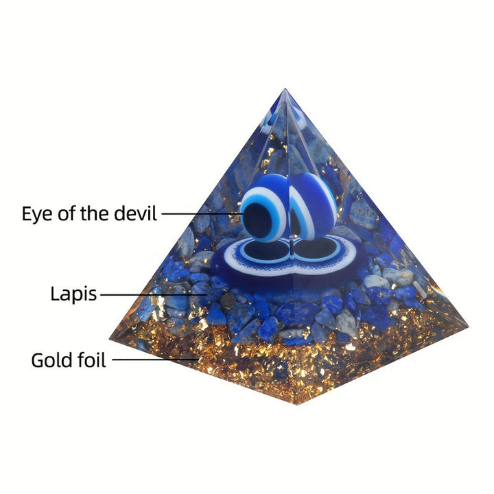 Piramide di orgone del malocchio Olivenorma lapislazzuli 