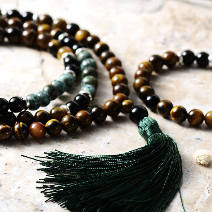 Olivenorma 108 perline di cristallo Mala Bracciale Collana 