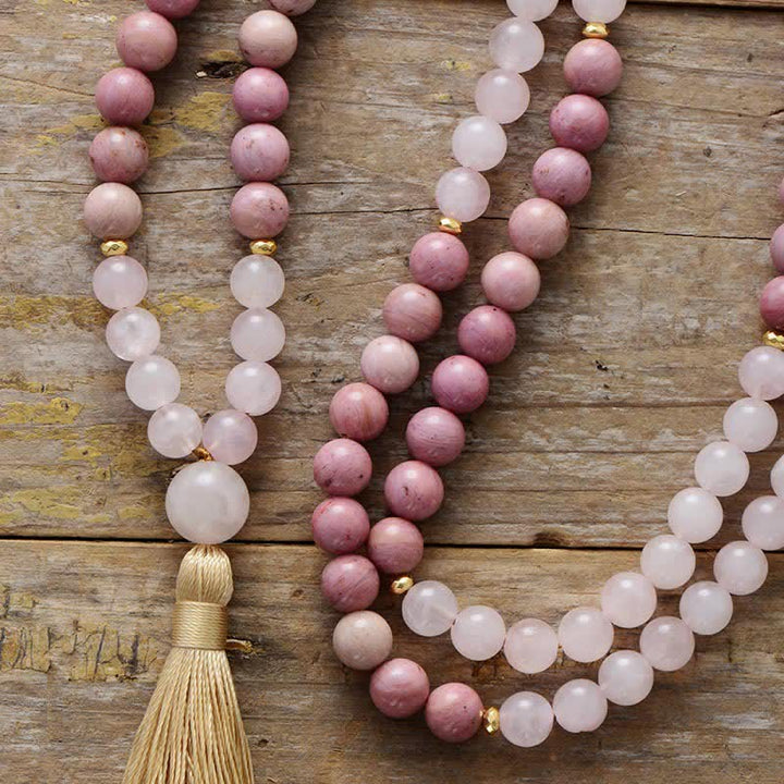 Olivenorma 108 Rhodonite Mala Beads Nappe Rosario Collana 