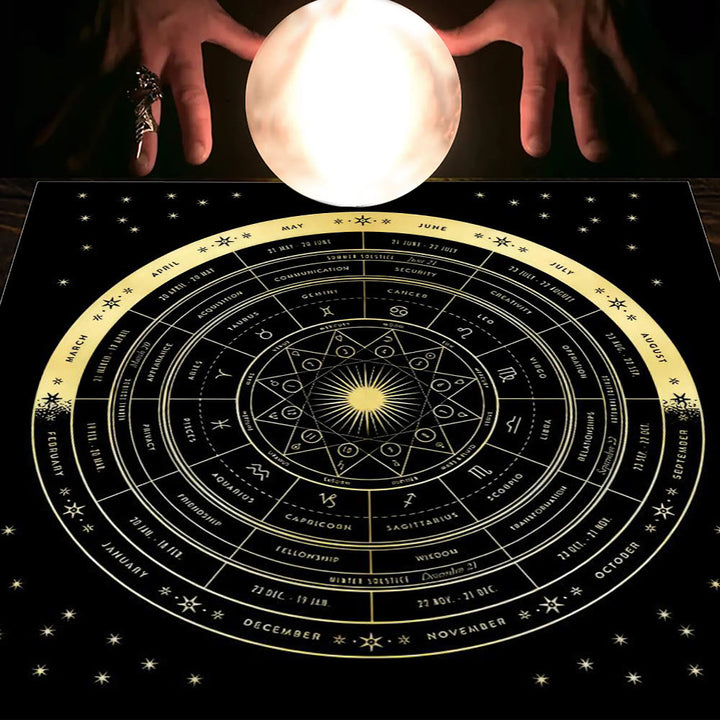 Olivenorma Astrologia Fiori Luna e Sole Panno Tarocchi Tovaglia