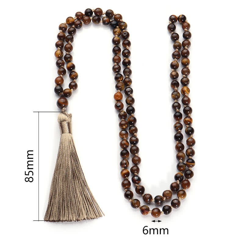 Olivenorma 108 Mala Perline Occhio di Tigre Collana Albero della vita 
