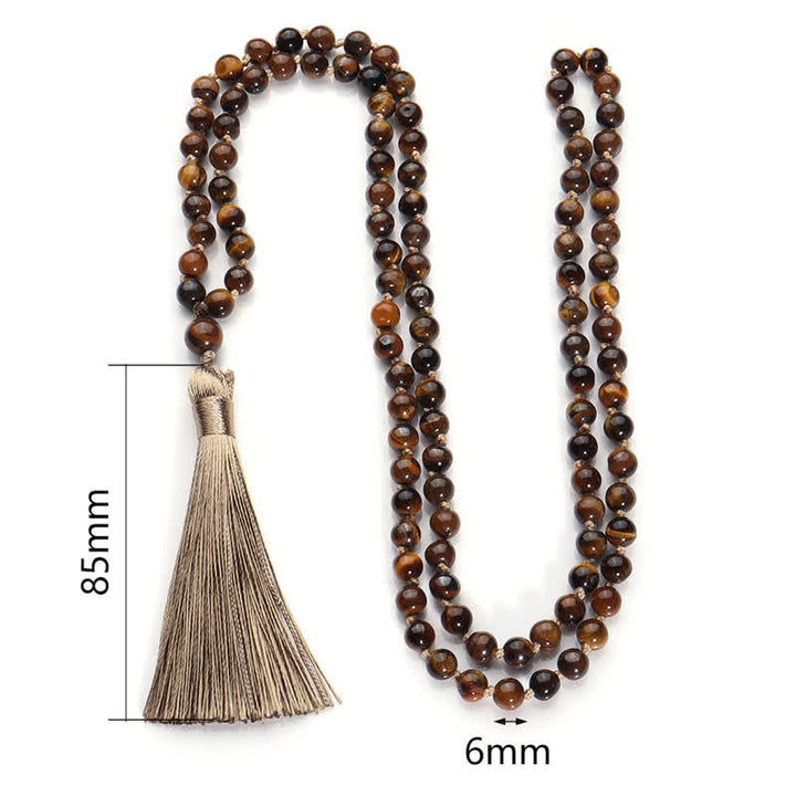 Olivenorma 108 Mala Perline Occhio di Tigre Collana Albero della vita 