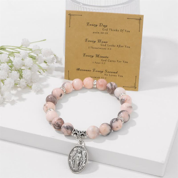 Bracciale con ciondolo con targhetta con nome di Gesù e perline in tormalina color prugna Olivenorma 