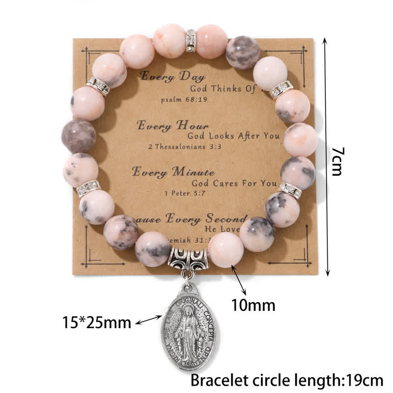 Bracciale con ciondolo con targhetta con nome di Gesù e perline in tormalina color prugna Olivenorma 