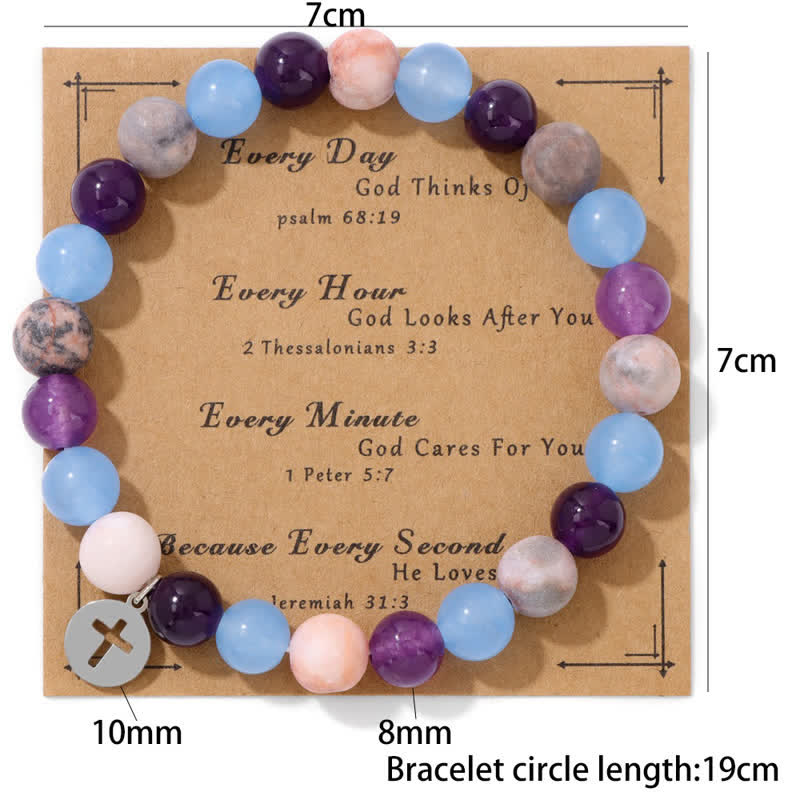 Olivenorma Bracciale con ciondolo a croce in pietra naturale da 8 mm 