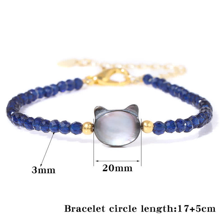 Olivenorma Bracciale con ciondolo a forma di testa di gatto con perline in pietra naturale da 3 mm 