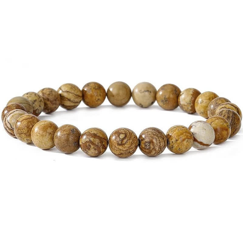 Olivenorma Bracciale da uomo e da donna con perline in pietra naturale da 8 mm 