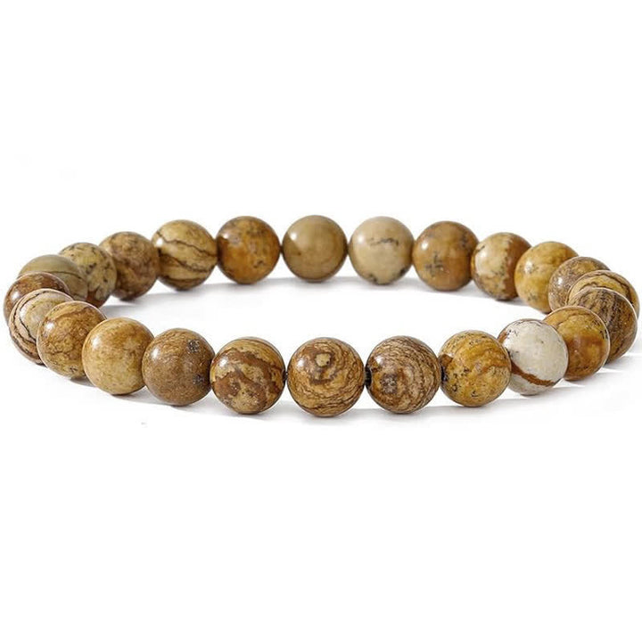 Olivenorma Bracciale da uomo e da donna con perline in pietra naturale da 8 mm 