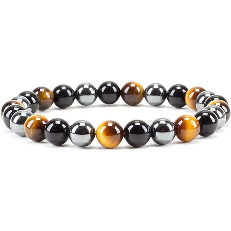 Olivenorma Bracciale da uomo e da donna con perline in pietra naturale da 8 mm 