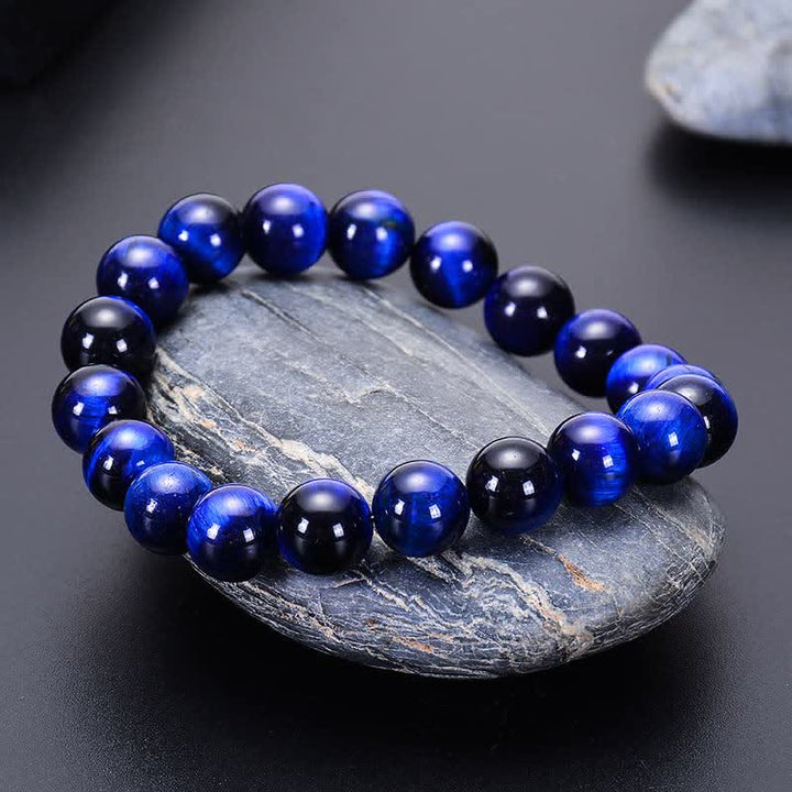 Bracciale Olivenorma con perline in occhio di tigre blu naturale da 8 mm 