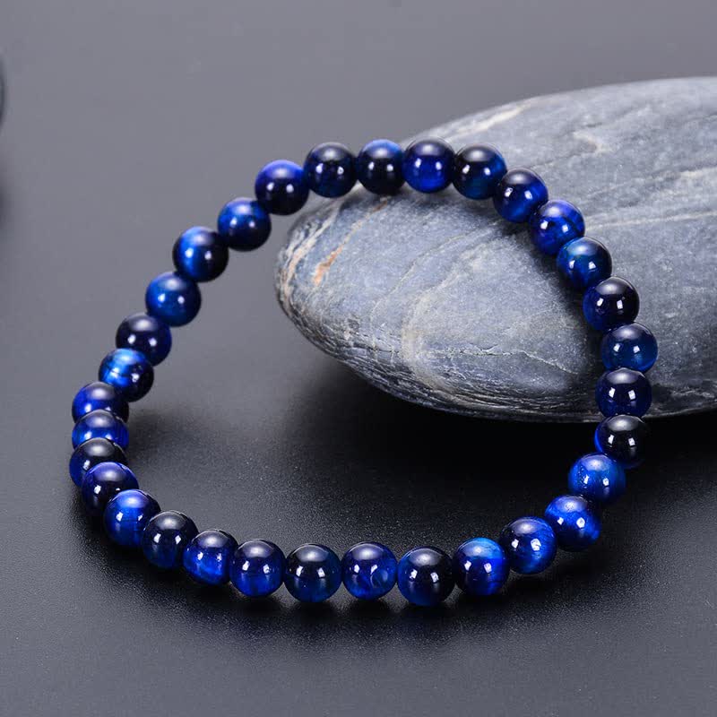 Bracciale Olivenorma con perline in occhio di tigre blu naturale da 8 mm 