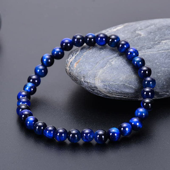 Bracciale Olivenorma con perline in occhio di tigre blu naturale da 8 mm 