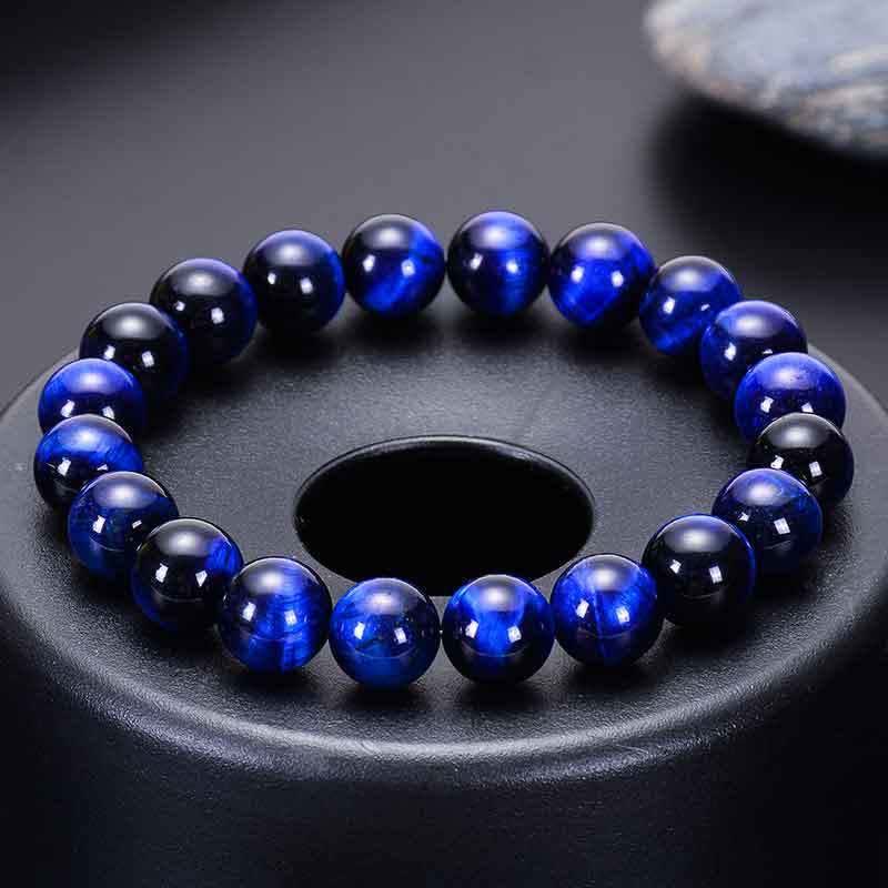 Bracciale Olivenorma con perline in occhio di tigre blu naturale da 8 mm 
