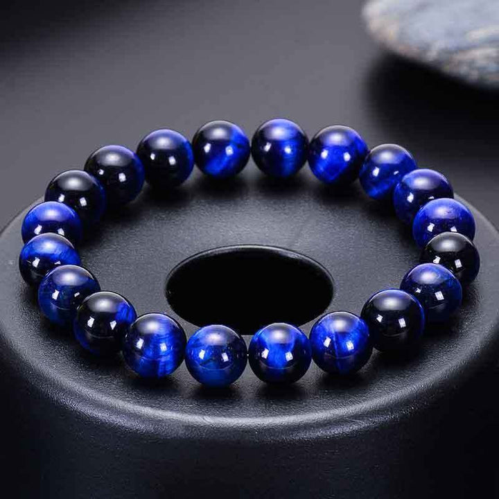 Bracciale Olivenorma con perline in occhio di tigre blu naturale da 8 mm 