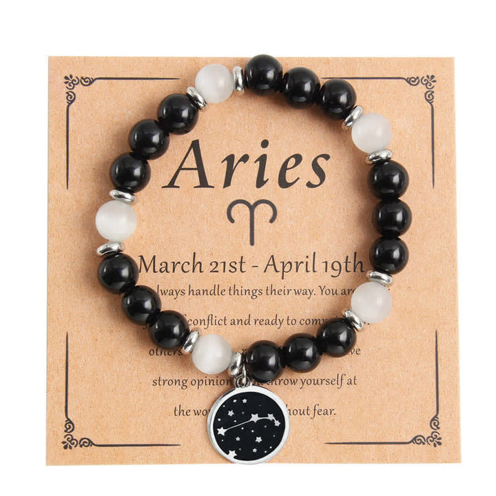 Olivenorma Bracciale Zodiaco in Acciaio Inossidabile con Perline in Pietra Naturale