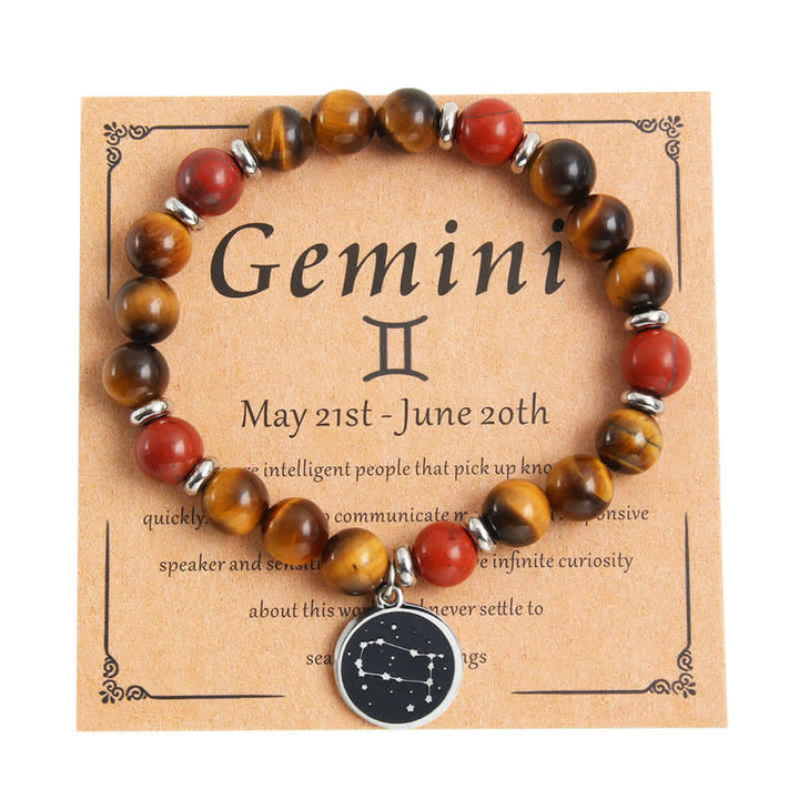 Olivenorma Bracciale Zodiaco in Acciaio Inossidabile con Perline in Pietra Naturale