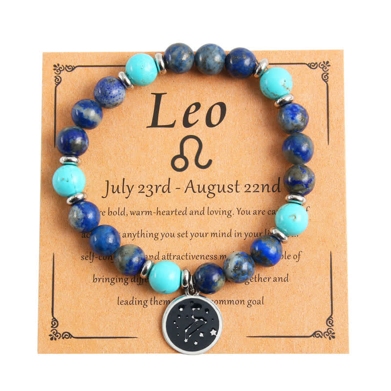 Olivenorma Bracciale Zodiaco in Acciaio Inossidabile con Perline in Pietra Naturale