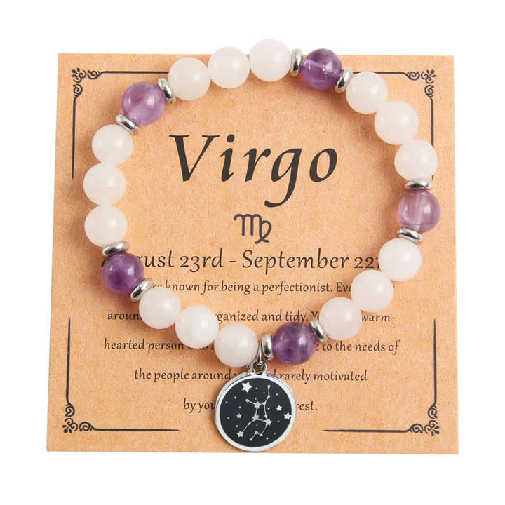 Olivenorma Bracciale Zodiaco in Acciaio Inossidabile con Perline in Pietra Naturale