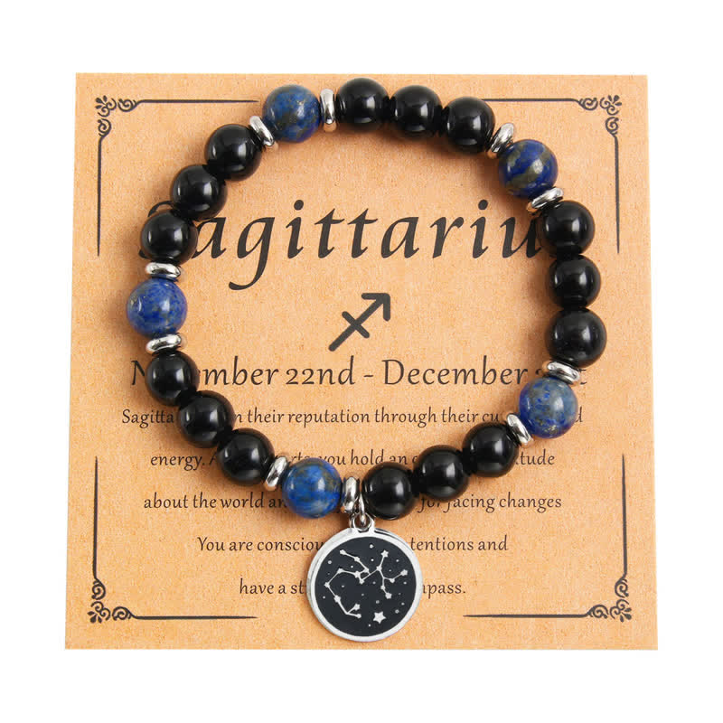 Olivenorma Bracciale Zodiaco in Acciaio Inossidabile con Perline in Pietra Naturale