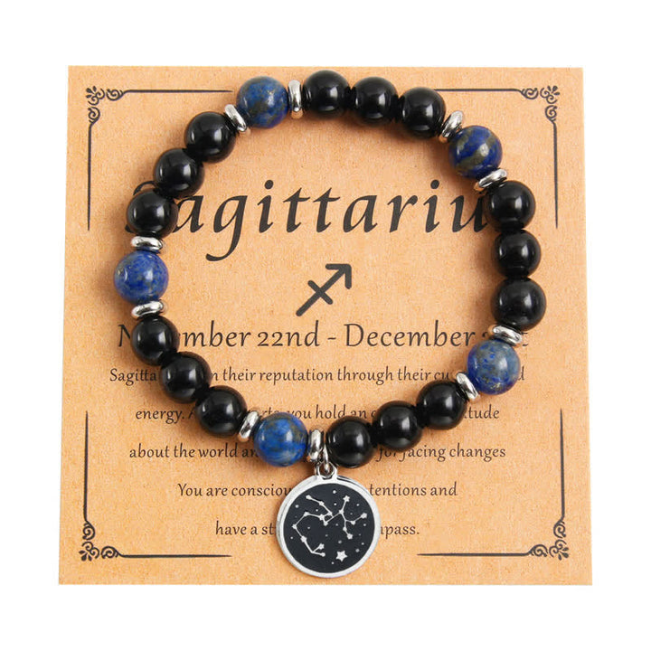 Olivenorma Bracciale Zodiaco in Acciaio Inossidabile con Perline in Pietra Naturale