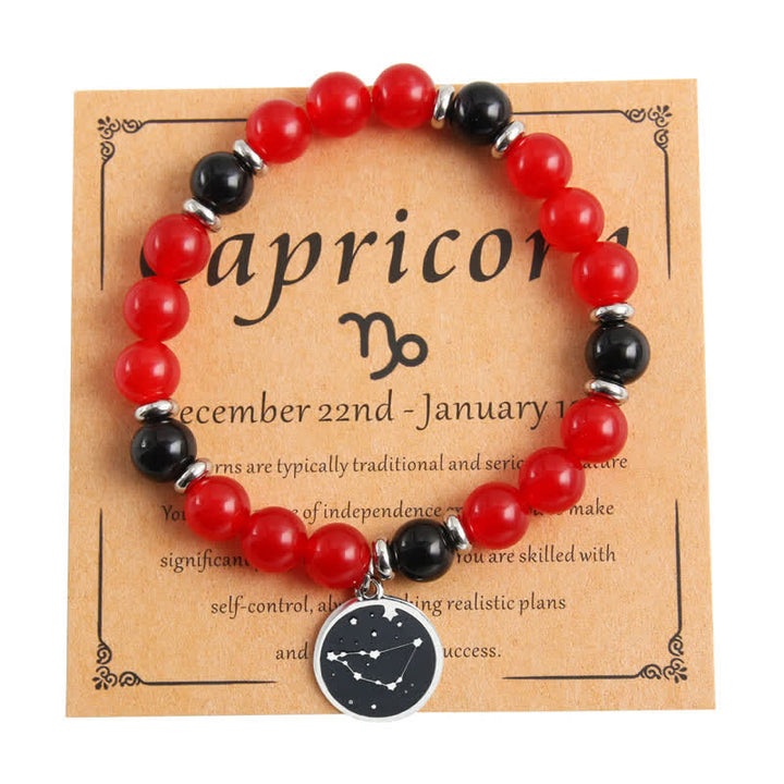 Olivenorma Bracciale Zodiaco in Acciaio Inossidabile con Perline in Pietra Naturale