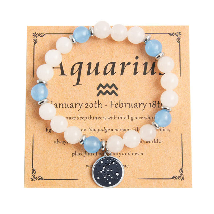 Olivenorma Bracciale Zodiaco in Acciaio Inossidabile con Perline in Pietra Naturale