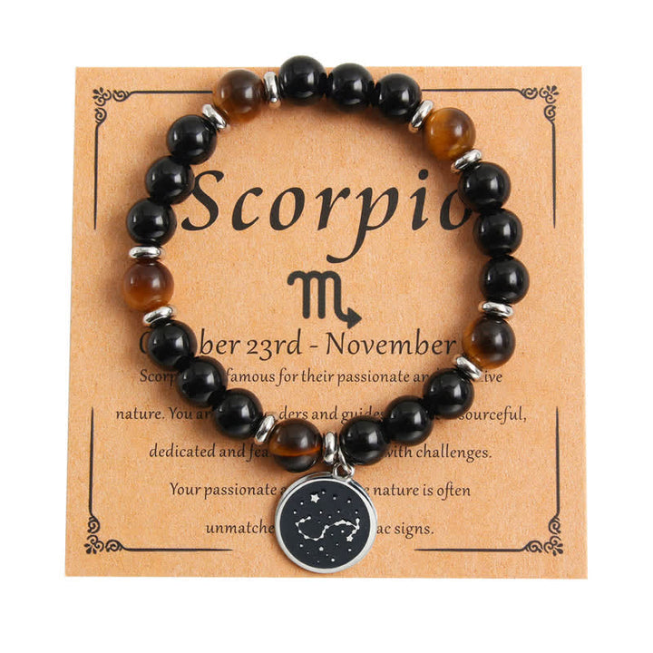 Olivenorma Bracciale Zodiaco in Acciaio Inossidabile con Perline in Pietra Naturale