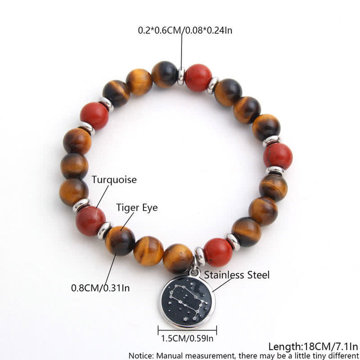 Olivenorma Bracciale Zodiaco in Acciaio Inossidabile con Perline in Pietra Naturale