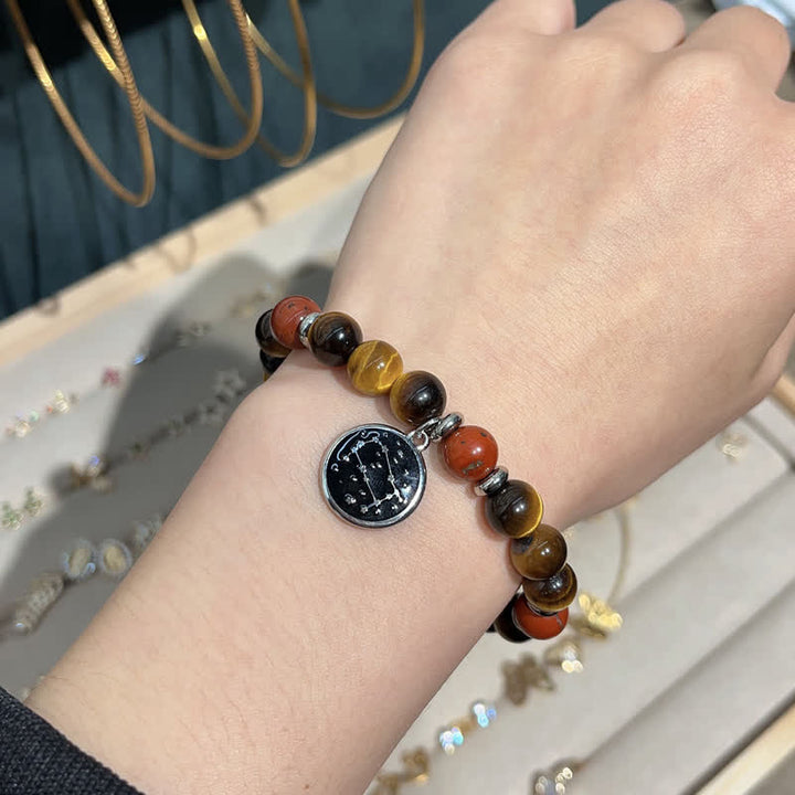 Olivenorma Bracciale Zodiaco in Acciaio Inossidabile con Perline in Pietra Naturale
