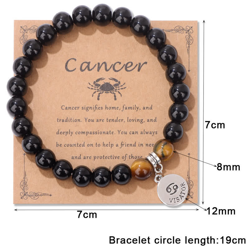 Bracciale con ciondolo zodiacale in perline di occhio di tigre in ossidiana Olivenorma