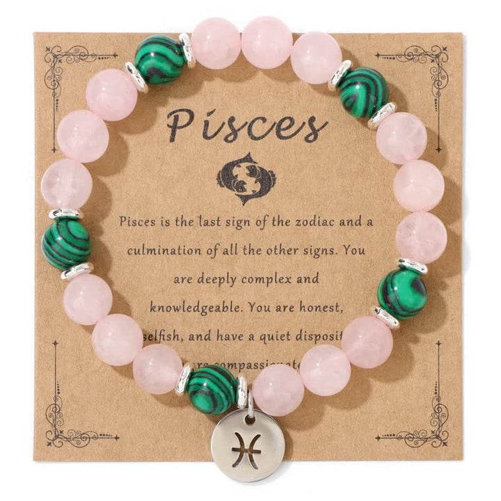 Olivenorma Bracciale con ciondolo zodiacale in perline di pietra naturale da 8 mm 