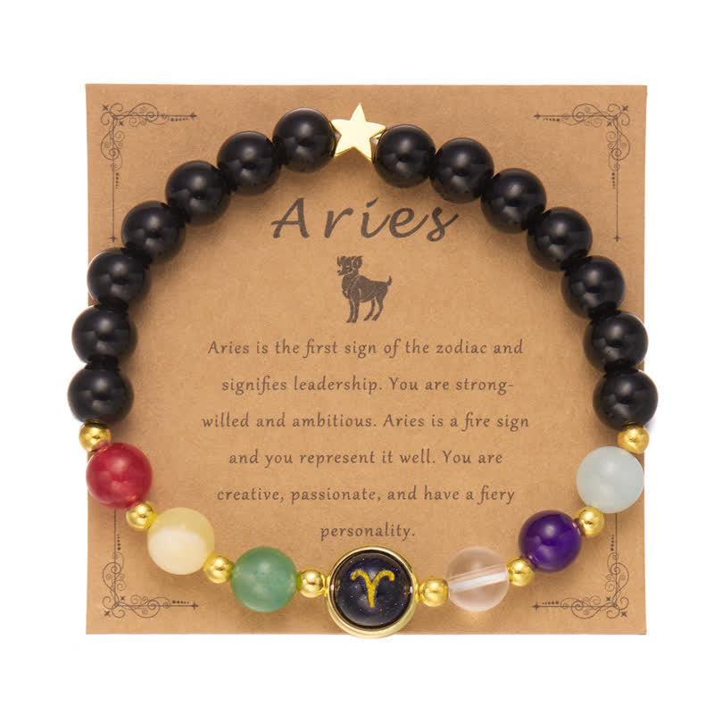 Bracciale con ciondolo pentagramma zodiacale in pietra naturale Olivenorma 