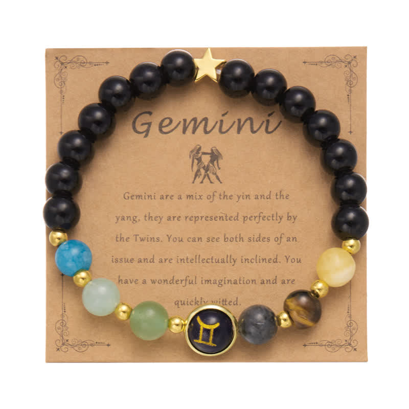 Bracciale con ciondolo pentagramma zodiacale in pietra naturale Olivenorma 