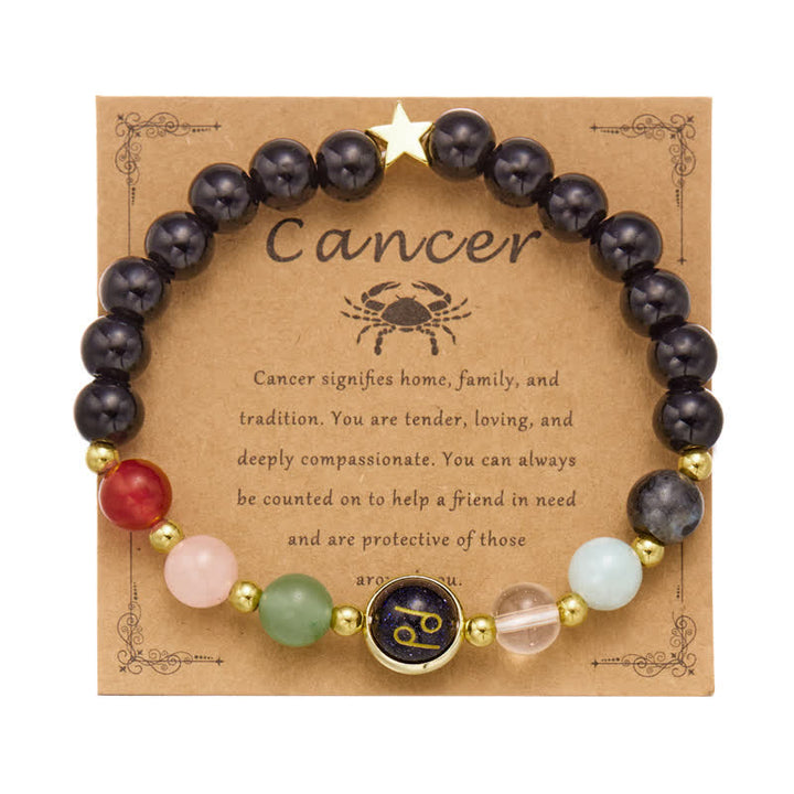 Bracciale con ciondolo pentagramma zodiacale in pietra naturale Olivenorma 