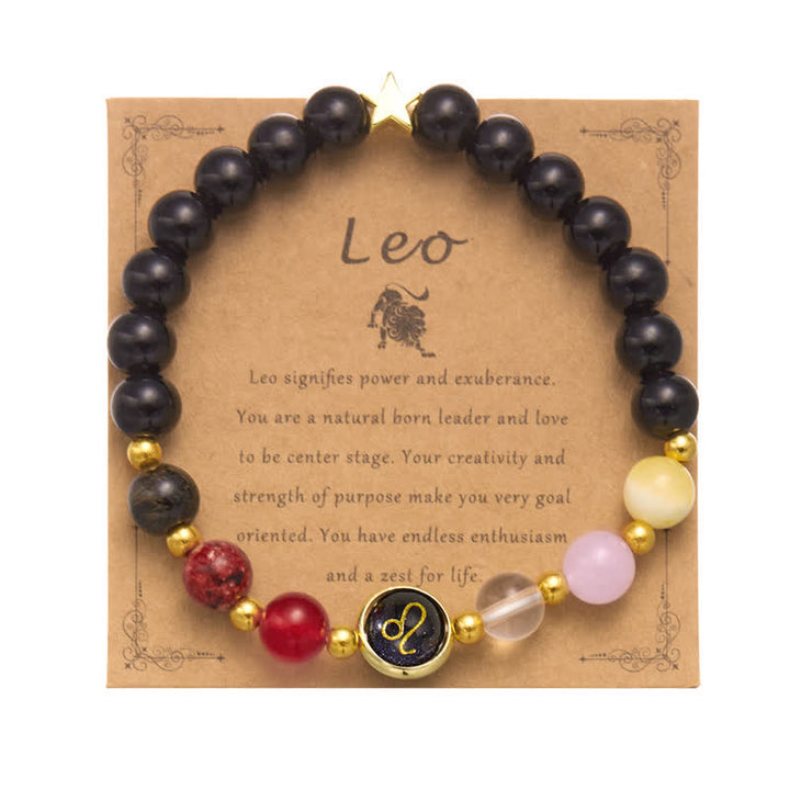 Bracciale con ciondolo pentagramma zodiacale in pietra naturale Olivenorma 