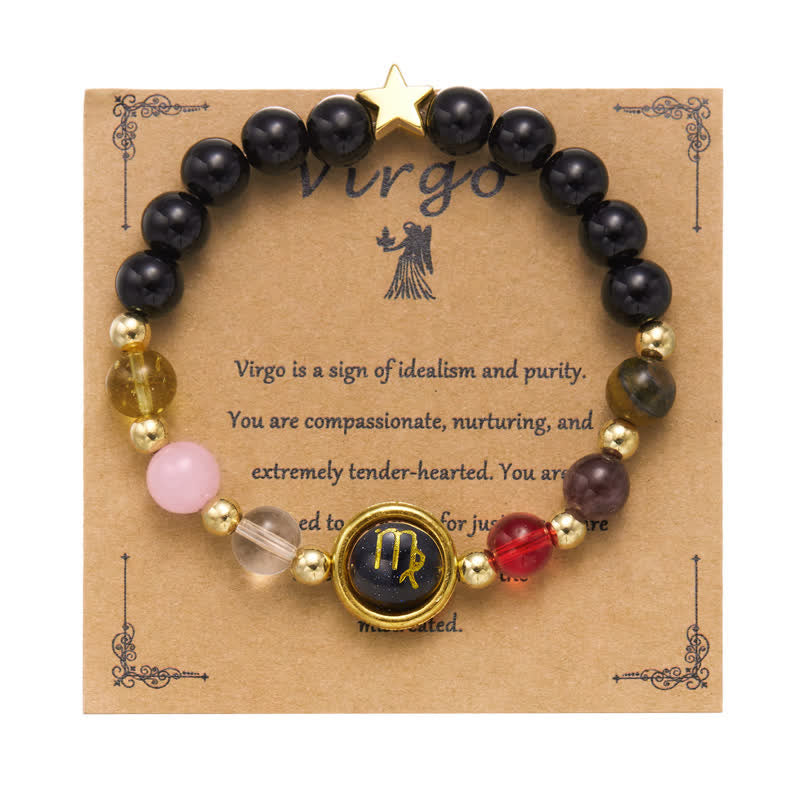 Bracciale con ciondolo pentagramma zodiacale in pietra naturale Olivenorma 