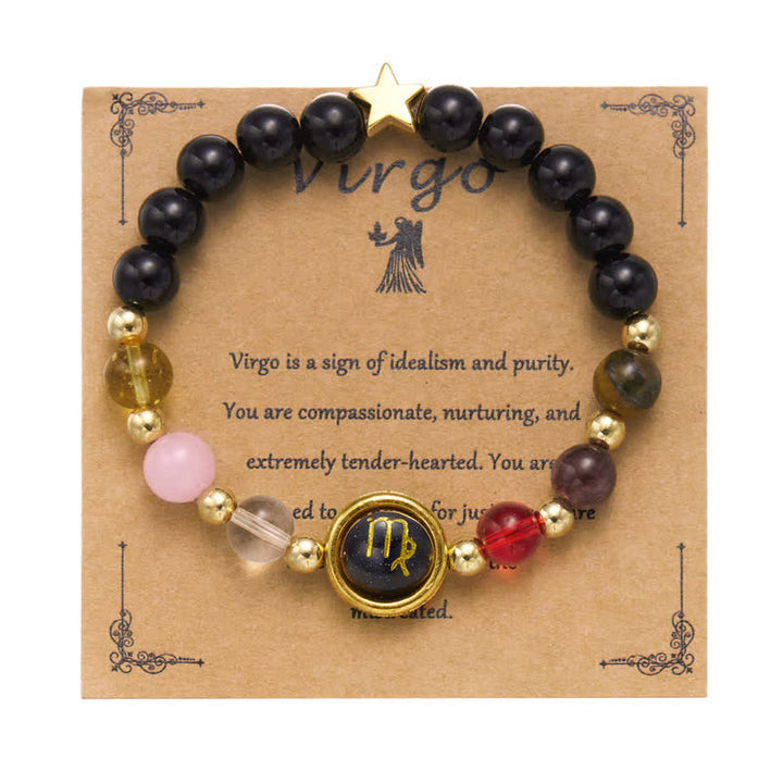 Bracciale con ciondolo pentagramma zodiacale in pietra naturale Olivenorma 